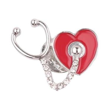 Imagem de Moda série médica metal esmalte broche estetoscópio masculino feminino