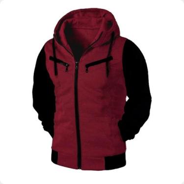 Imagem de Blusa de Frio Raglan Masculina com Capuz e Zíper - Ramazzoni, P, Bordô