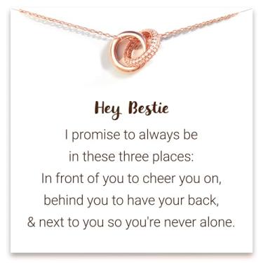 Imagem de STORYJEWELLERY Colar de melhor amigo, colar de amizade para mulheres, presente para amigas femininas, presentes de amizade para mulheres amigas, presentes para melhores amigas, presentes para mulheres, colar de joias com pingente para mulheres, Banhado a latão com ouro rosa 18K, Zircônia cúbica grau