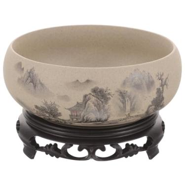 Imagem de DOITOOL Vaso hidropônico de cerâmica para nenúfares com suporte, vaso de narciso, recipiente de cacto, fonte de porcelana, lótus, bonsai