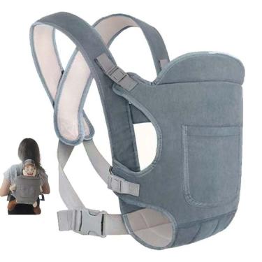Imagem de Canguru Carregador Bebe Criança Alça Ajustavel Ergonomico Passeio Viagem Seguro Confortavel Sentado Deitado Bolso