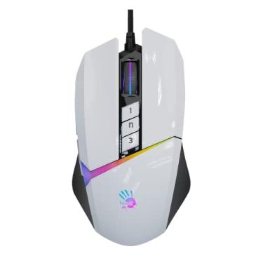 Imagem de Bloody W60Max Mouse para jogos RGB FPS com fio, 10.000 CPI, todos os botões programáveis, taxa de relatório de 2000 Hz, 250 IPS, memória integrada de 4 m (Pandawhite)
