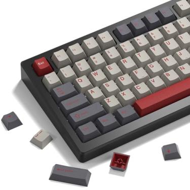 Imagem de Teclas femininas, teclas personalizadas PBT Doubleshot 60 65 75 100 por cento, Cherry Profile Retro Keycaps, 61/64/68/84/87/100/104/108 teclas mecânicas para jogos, conjunto de 132 teclas - Estilo