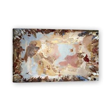 Imagem de Afrescos de teto Giovanni Battista Tiepolo Impressão em tela – Obra-prima rococó barroca, pintura escolar de Veneza, pintura a óleo decorativa para galeria doméstica 80 x 128 m