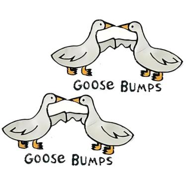 Imagem de Pacote de 2 adesivos engraçados Goose Bumps – Decalque de ganso hilário para laptops, garrafas de água, carros, diários, paredes, janelas – 10 cm de vinil removível à prova de intempéries para uso