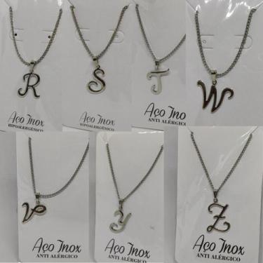 Imagem de Corrente Colar Feminino Letra do Nome Inicial Aço Inox Anti Alérgico d