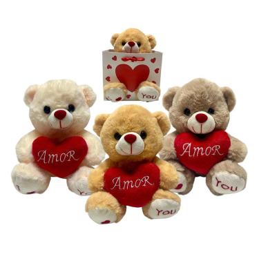 Imagem de Urso De Pelúcia Na Sacola Com Coração Amor Fofo - 25cm