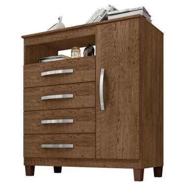 Imagem de Comoda Sapateira 1 Porta 4 Gavetas 84 Cm Moden 2258 Malbec Incp