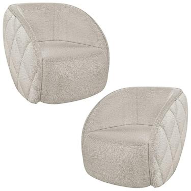 Imagem de Kit 2 Poltronas Decorativa Para Sala 90cm Tressê Zion M22 Boucle Branco - Mpozenato
