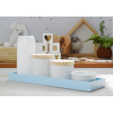 Imagem de Kit Higiene Bebê Moderno Porcelanas Bandeja Mdf Térmica K013 - Ciranda