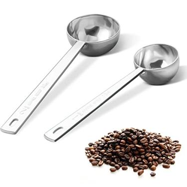 Imagem de safring Conjunto De Colheres Café Premium, 2, Colher Metal Em Aço Inoxidável Com Cabo Longo, Medidoras Contendo 1 Sopa (15 Ml) E 2 (30 - Prata)