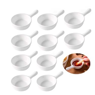 Imagem de Leoyoubei Pacote Com 10 Tigelas Para Molho De Soja Branco Alça, Ramequins 28G, Porcelana, Conjunto Pequenas Molho, Aperitivos Ketchup, Churrasco, Sushi, Condimentos, Servir - Empilháveis (Formato Pa