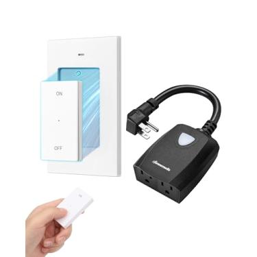Imagem de DEWENWILS Controle Remoto Sem Fio Externo Com Tomada Dupla De 3 Pinos À Prova De Intempéries, Faixa De Energia Elétrica Interna Expansível Com Interruptor De Luz De Parede/Portátil, 15A, Cabo De 7 Pol