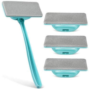 Imagem de Enhon Conjunto de limpador de tela de malha com 1 cabeça de escova de substituição, equipamento de lavagem de escova de limpeza de tela de janela, ferramenta removível de limpeza de janela com uso