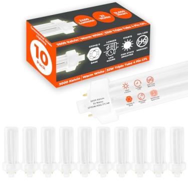 Imagem de Lâmpadas CFL de 32 watts | Base GX24Q-3 de 4 pinos 3000K branco quente | Saída de 32W de alta potência 2400 lúmens | Lâmpadas fluorescentes compactas de tubo triplo | Pacote com 10 da GoodBulb