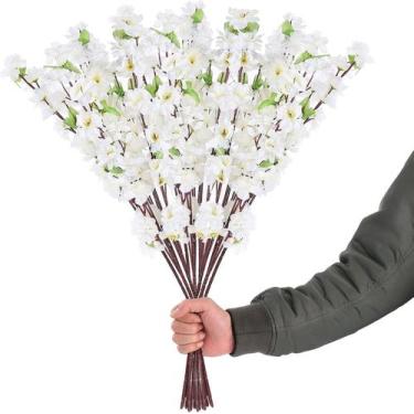 Imagem de Cerejeiras Brancas 10 galhos pessegueiro flores permanente - La Caza S