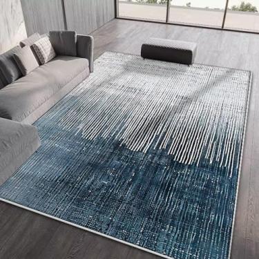 Imagem de Tapete de sala de estar com listras abstratas, fácil de limpar, decoração para casa, para quarto, sala de estar, dobrável, macio (200x200 cm)/CX028-lint-free-5)