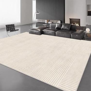 Imagem de Tapetes grandes, modernos e simples para decoração de sala de estar, tapetes abstratos para casa, tapetes para quarto, laváveis, varanda e passarela (200x200 cm, 78x78 pol./Pilha de laço - 5)