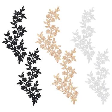 Imagem de NBEADS 6 Pçs 3 Cores Bordado Renda Flor Patches, Ferro e Costurar Remendos Preto Branco Areia Marrom Floral Lace Apliques para Vestido de Casamento Decoração Reparo Roupas Mochilas Jeans Bonés