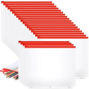 Imagem de Gersoniel 40 bolsos para fichário, 3 orifícios, bolsa com zíper, 3 anéis, bolsos A4 com pastas com zíper, bolsas plásticas, sacos de folhas soltas, impermeável, PVC para arquivamento de documentos