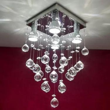 Imagem de Lustre Para Sala, Quarto, Cozinha, Corredor Em Cristal K9 Base 20x20 60cm