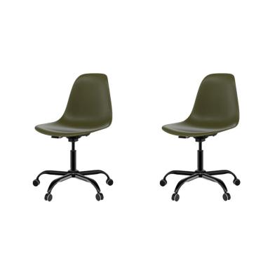 Imagem de Conjunto com 2 Cadeiras de Escritório Secretária Eames Office Musgo e Preto
