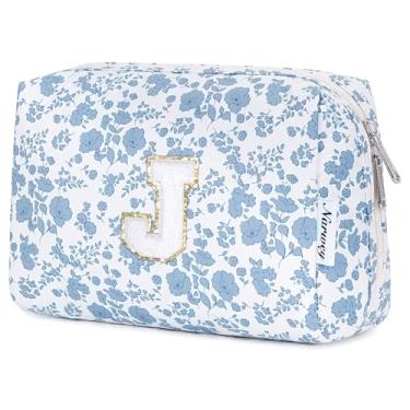 Imagem de Narwey Bolsa de maquiagem inicial personalizada, presentes de Páscoa para adolescentes, meninas, crianças, mulheres, monograma, bolsa cosmética moderna, 6, 8, 10, 11, 12, 13, 14, 16, 18 anos de idade