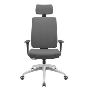 Imagem de Cadeira Office Brizza Soft Poliester Cinza RelaxPlax Com Encosto Cabec