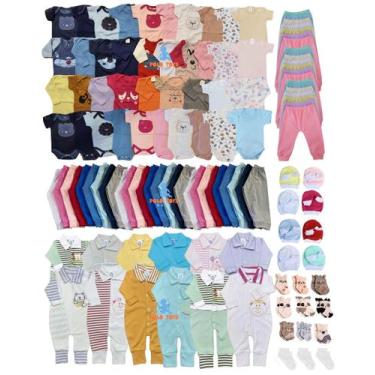 Imagem de Super Kit Enxoval 50 Peças Roupas de Bebê Body Macacão Mijão Luvas Tou