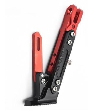 Imagem de Suporte universal de motocicleta ajustável CNC alumínio tripé suporte suporte suporte lateral pé para motocicleta, scooter, motocicleta, motocross elétrico Dit Pit Bike (vermelho)