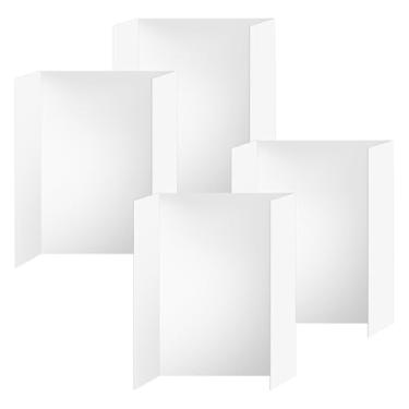 Imagem de POUYRBA Quadro de pôster com 4 peças, 66 x 43 cm, branco com três dobras, quadro de apresentação ondulado para projetos escolares e comerciais