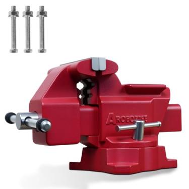 Imagem de AROEDVISE Torno de bancada de 4,5 polegadas, base giratória de 210°, torno multiuso com bigorna grande para uso industrial, doméstico (largura da mandíbula de 11,4 cm)