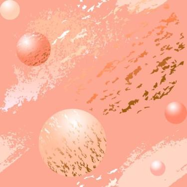 Imagem de Papel De Parede Adesivo Lavável Esfera Gold Rosê Bolas 3m