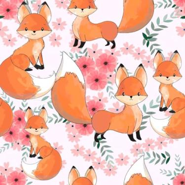 Imagem de Papel de Parede Adesivo Sala Lavável Flores Raposas 12m