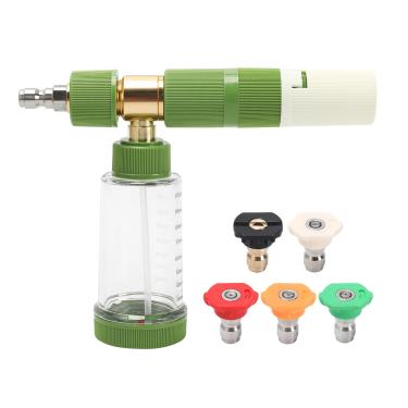 Imagem de ABOSUN Canhão de espuma profissional para lavadora de pressão com 5 pontas de bocal, pulverizador de espuma de sabão ajustável com conector rápido de 0,6 cm para lavagem de carro