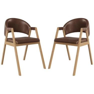 Imagem de Kit 2 Cadeiras Para Mesa de Jantar Moderna Courino - Balaqui Cor:marrom Escuro