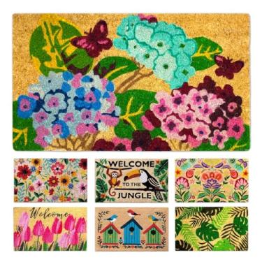 Imagem de Tapetes de porta de coco ao ar livre, tapete de porta de entrada externa, tapetes externos para porta da frente, tapete de boas-vindas interno, tapetes engraçados externos, capacho de coco 41 x 69,8