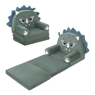 Imagem de decalsweet Sofá infantil confortável dobrável de sofá para espreguiçadeira cadeira de bebê de pelúcia para brincar e cochilar, presentes de aniversário para meninos e meninas