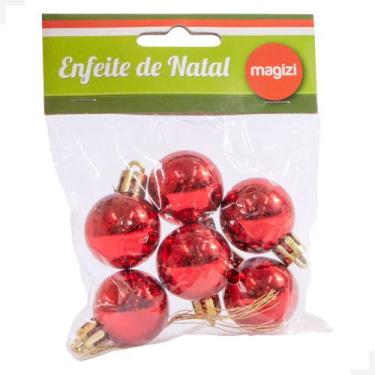 Imagem de Enfeite de Natal Bola Brilhante 3cm c/6 Vermelha Magizi - Shoppingdaal