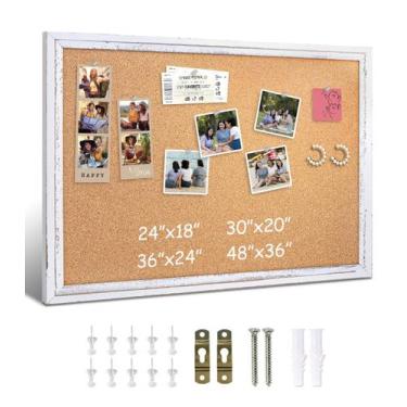 Imagem de Tábua de cortiça DOLLAR BOSS branca 60x45cm com moldura de madeira rús