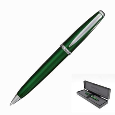Imagem de Monteverde Caneta esferográfica de luxo Aldo Domani dos EUA – Acabamento em laca verde escuro – Tinta gel azul suave – Caneta estilo Parker recarregável de inspiração italiana