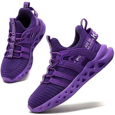 Imagem de koppu Tênis de corrida infantil para meninas e meninos da escola primária para estudantes esportivos primavera e outono sapatos casuais, Roxo-04, 22