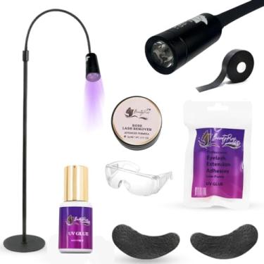 Imagem de BeautyPros Luz UV para extensão de cílios – Lâmpada LED de cura em gel com pescoço de ganso ajustável para artistas de cílios, tecnologia de unhas, estúdios de maquiagem