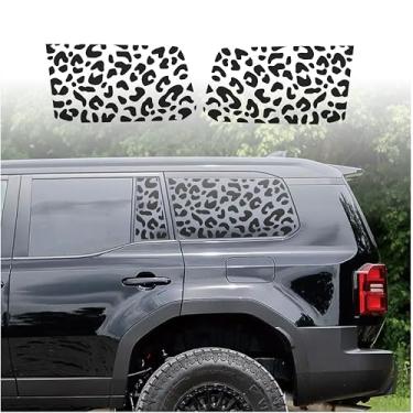 Imagem de Decalques de janela com estampa de leopardo pré-cortados para 2024+Land Cruiser - LC250 Gx550 Adesivo de vidro lateral SUV sobreposição de vinil para janela traseira - preto fosco