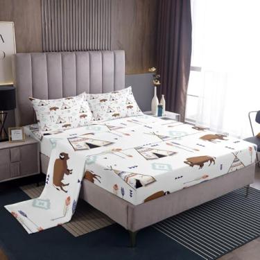 Imagem de Feelyou Jogo de lençol casal de búfalo, bisão americano selvagem, vida selvagem, para meninos, adolescentes, crianças, decoração de casa selvagem