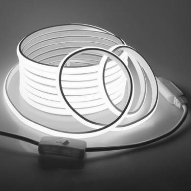 Imagem de Samsion Luzes de corda LED COB de 120 V 16,4 m para ambientes externos à prova d'água luz do dia branca 6000K super brilhante flexível fita de LED com plugue de interruptor 288Leds/M para decoração de