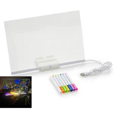 Imagem de Lousa Luminaria LED Quadro Caneta Desenho Escrita Anotaçoes Recado Mesa Casa Quarto Escritorio Decoraçao