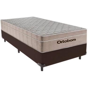 Imagem de Cama Box Solteiro Marrom+Colchão Airtech Molas Ortobom