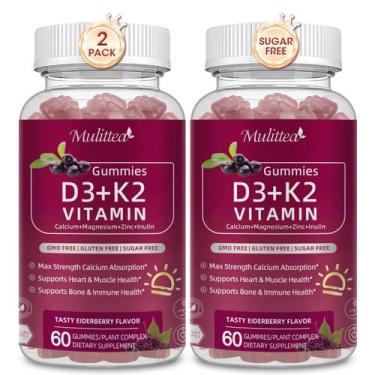 Imagem de Vitamina D3 K2 10000IU 200mcg com gomas de cálcio e magnésio e zinco -