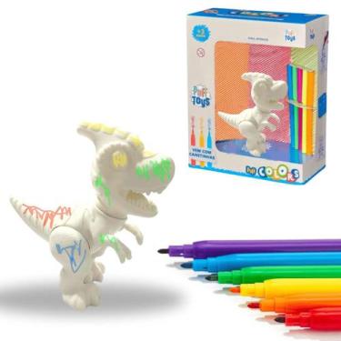 Imagem de Dinossauro Smile Vinil Atóxico Para Colorir com Canetinha Macio Brinqu